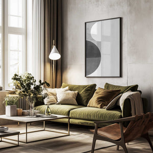 Tablou înramat „Geometric Shapes With A Monochromatic alette” de Elena Ristova