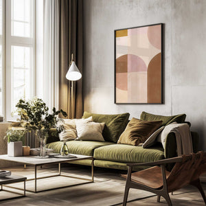 Tablou înramat „Earthy Geometrics” de Elena Ristova