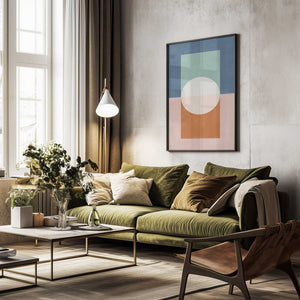 Tablou înramat „Geometric Shapes And A Muted Color Palette” de Elena Ristova