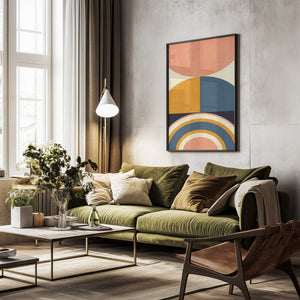 Tablou înramat „Rainbow Plus Shapes  Blue Mustard10” de Ana Rut Bre