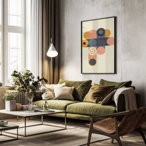Tablou înramat „Rainbow Plus Shapes  Blue Mustard8” de Ana Rut Bre