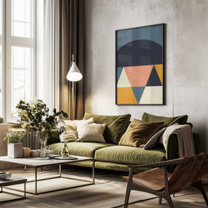 Tablou înramat „Rainbow Plus Shapes  Blue Mustard4” de Ana Rut Bre