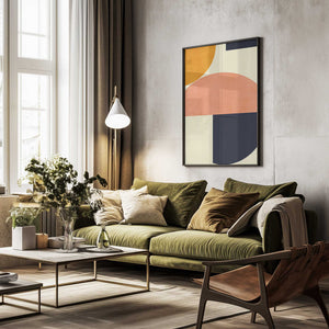 Tablou înramat „Rainbow Plus Shapes  Blue Mustard2” de Ana Rut Bre