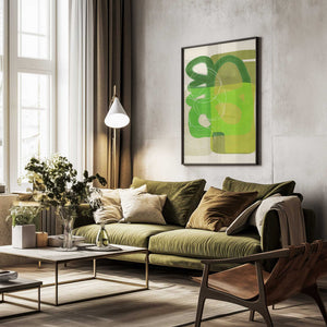 Tablou înramat „Painted Lines Green Tan 4 Kopie” de Ana Rut Bre