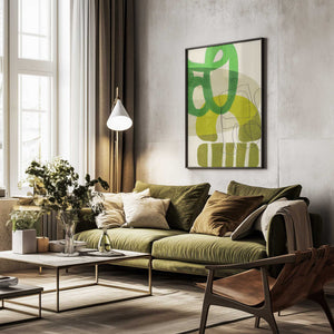 Tablou înramat „Painted Lines Green Tan 2 Kopie” de Ana Rut Bre