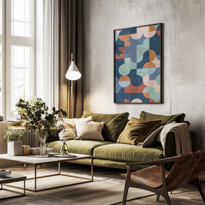 Tablou înramat „Geometric Abstract With Vibrant Colors” de Elena Ristova