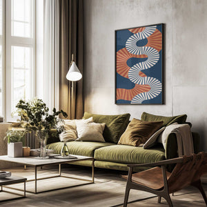 Tablou înramat „Winding Pattern In Retro Colors” de Elena Ristova