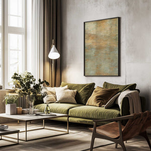 Tablou înramat „Abstract Green Gold Art” de Bilge Paksoylu