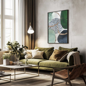 Tablou înramat „Green Shapes” de Sally Ann Moss
