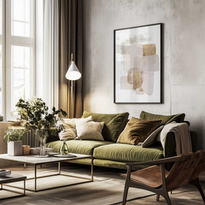 Tablou înramat „Neutral Gold 1” de Sally Ann Moss