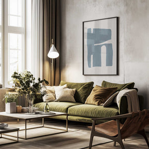 Tablou înramat „Mid Century Blue II” de Orara Studio
