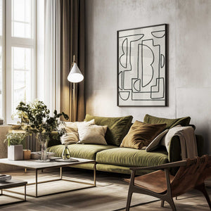 Tablou înramat „Abstract Line Art Sketch” de Little Dean