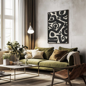 Tablou înramat „Dynamic Pattern of Bold Swirls” de Little Dean