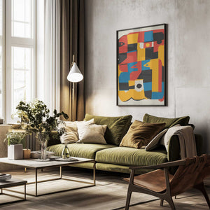 Tablou înramat „Bauhaus Abstract Color Block” de Little Dean