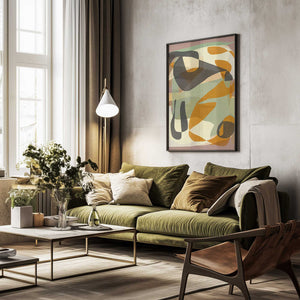 Tablou înramat „Luminous Ochre Abstract Infinity” de Little Dean