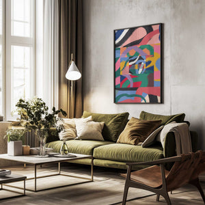 Tablou înramat „Colorful Line Ribbon Abstract” de Little Dean