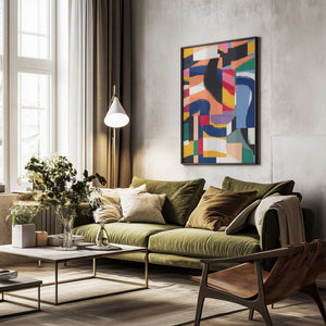 Tablou înramat „Shapes with Dynamic Brushstrokes” de Little Dean