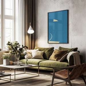 Tablou înramat „Large Abstract Cut Out In Blue” de Little Dean