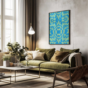 Tablou înramat „Cool Colors Warp Checkers” de Little Dean