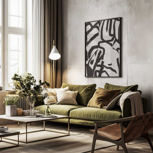 Tablou înramat „Black line in grey” de Little Dean