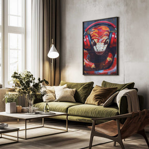 Tablou înramat „Snake With Headphones animal” de Justyna Jaszke