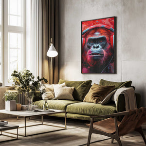 Tablou înramat „Gorilla With Headphones animal” de Justyna Jaszke