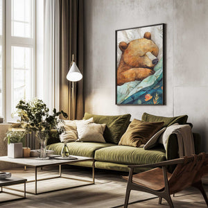 Tablou înramat „Sleepy Bear animal story” de Justyna Jaszke