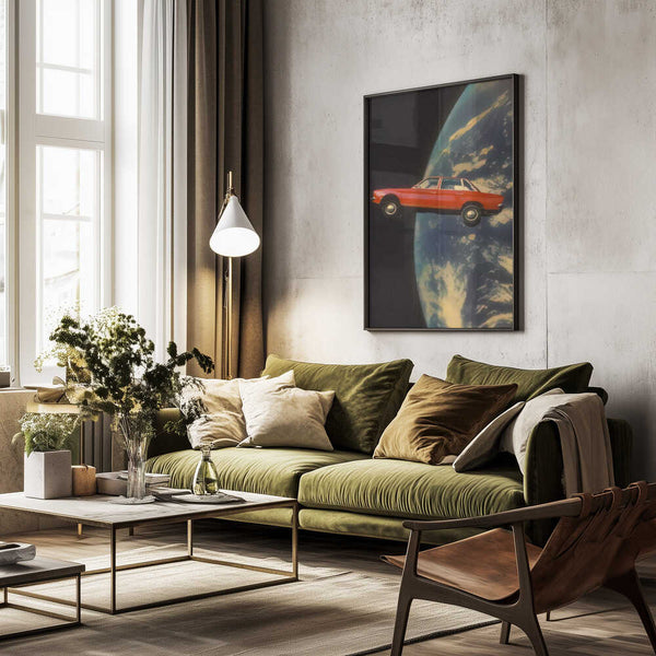 Tablou înramat „Flying Space Car” de Taudalpoi