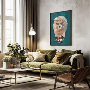 Tablou înramat „Lion prowling in high top sneakers” de Sarah Manovski