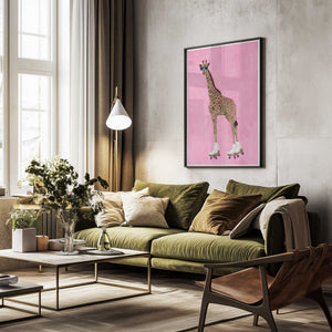 Tablou înramat „Rollerskating Giraffe” de Sarah Manovski