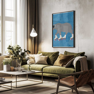 Tablou înramat „Rollerskating elephant” de Sarah Manovski