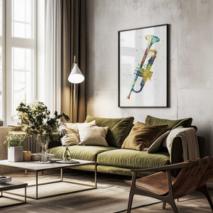 Tablou înramat „Trumpet Abstract Watercolor” de Michael Tompsett