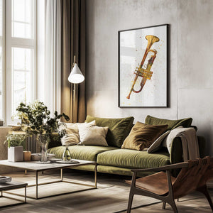 Tablou înramat „Trumpet Abstract Watercolor” de Michael Tompsett