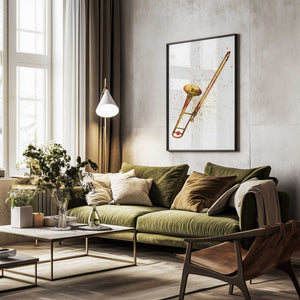 Tablou înramat „Trombone Abstract Watercolor” de Michael Tompsett