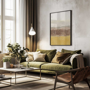 Tablou înramat „Coastal landscape with beach and sea in earth tones” de Imaginative