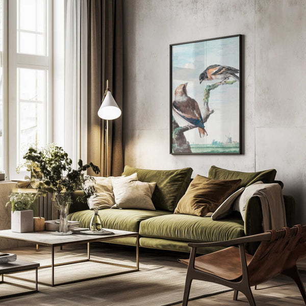 Tablou înramat „Two Birds  Hawfinch” de Aert Schouman