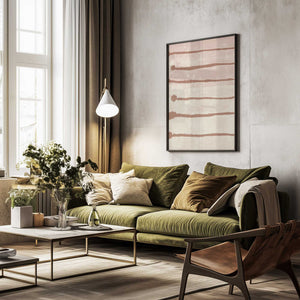 Tablou înramat „Terracotta Ink Strokes on Soft Pink and White” de Dina Dankers