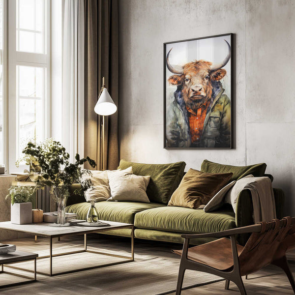 Tablou înramat „Buffalo Watercolor Animal Art (1)” de Justyna Jaszke