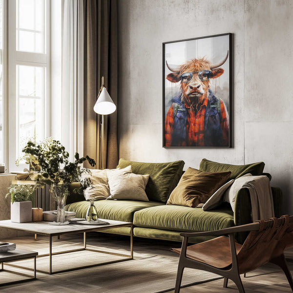 Tablou înramat „Buffalo Watercolor Animal Art (4)” de Justyna Jaszke