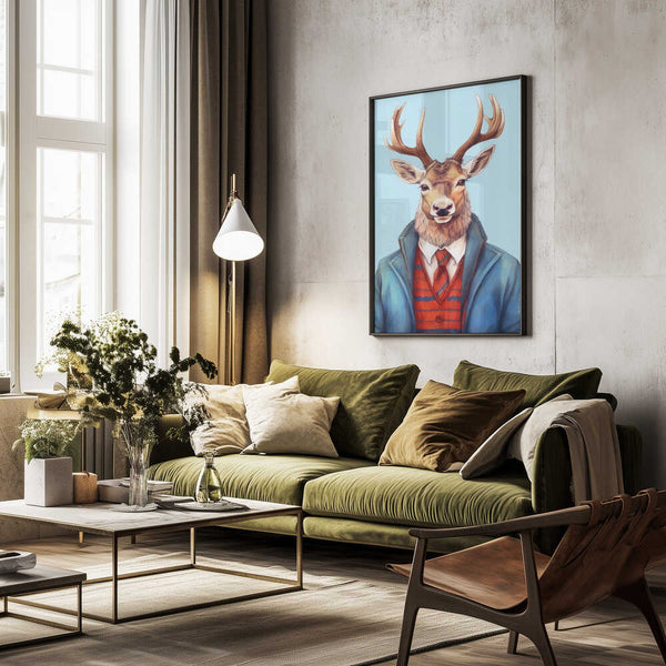 Tablou înramat „Caribou Watercolor Animal Art” de Justyna Jaszke