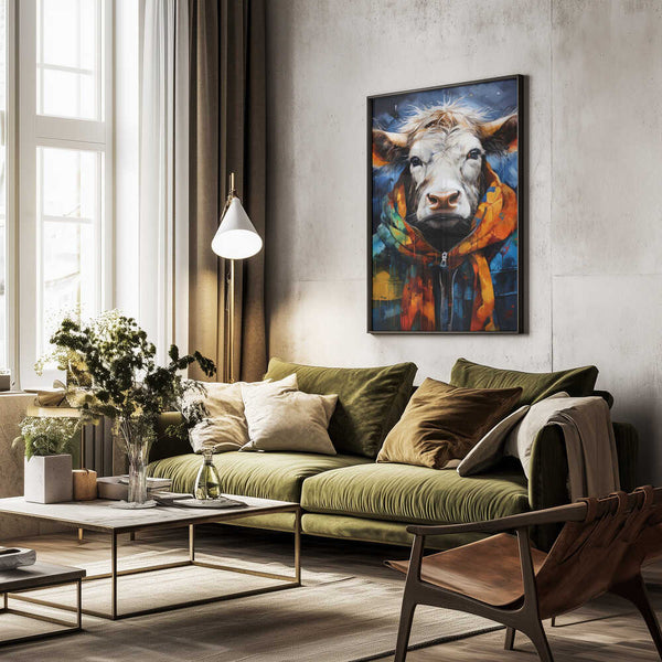 Tablou înramat „Cow Watercolor Animal Art” de Justyna Jaszke