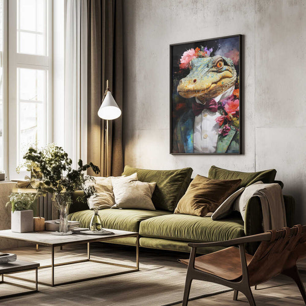 Tablou înramat „Crocodile Watercolor Animal Art” de Justyna Jaszke