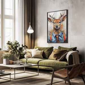 Tablou înramat „Deer Watercolor Animal Art (1)” de Justyna Jaszke