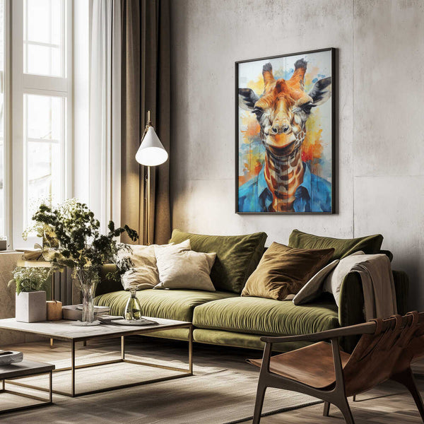 Tablou înramat „Giraffe Watercolor Animal Art (1)” de Justyna Jaszke