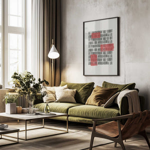 Tablou înramat „Crimson Grids” de THE MIUUS STUDIO