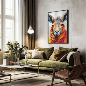 Tablou înramat „Donkey Watercolor Animal Art” de Justyna Jaszke