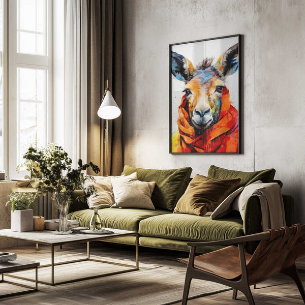 Tablou înramat „Donkey Watercolor Animal Art” de Justyna Jaszke