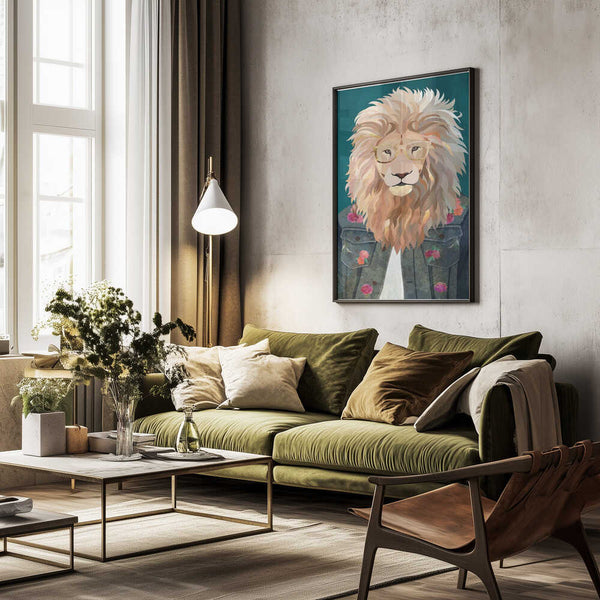 Tablou înramat „Golden fashion lion 2” de Sarah Manovski