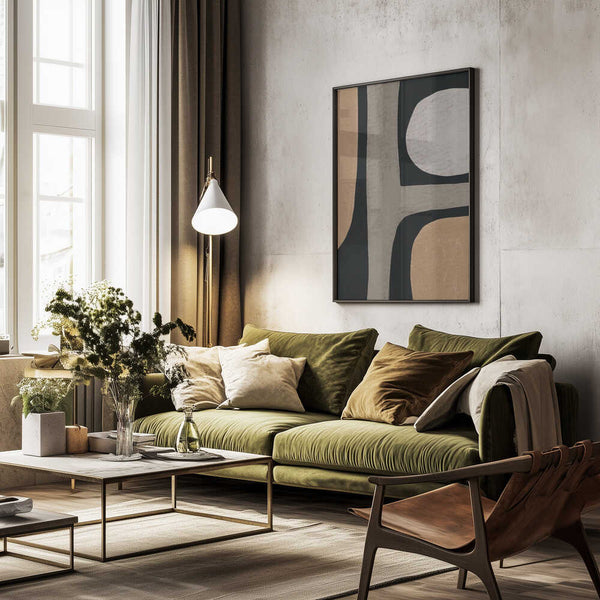 Tablou înramat „Normal grey organic shape” de Little Dean