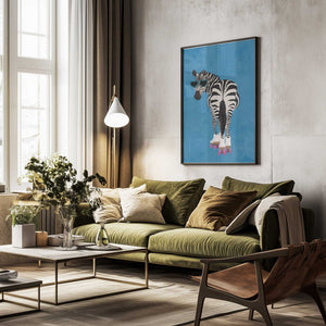 Tablou înramat „Rollerskating Zebra blue” de Sarah Manovski